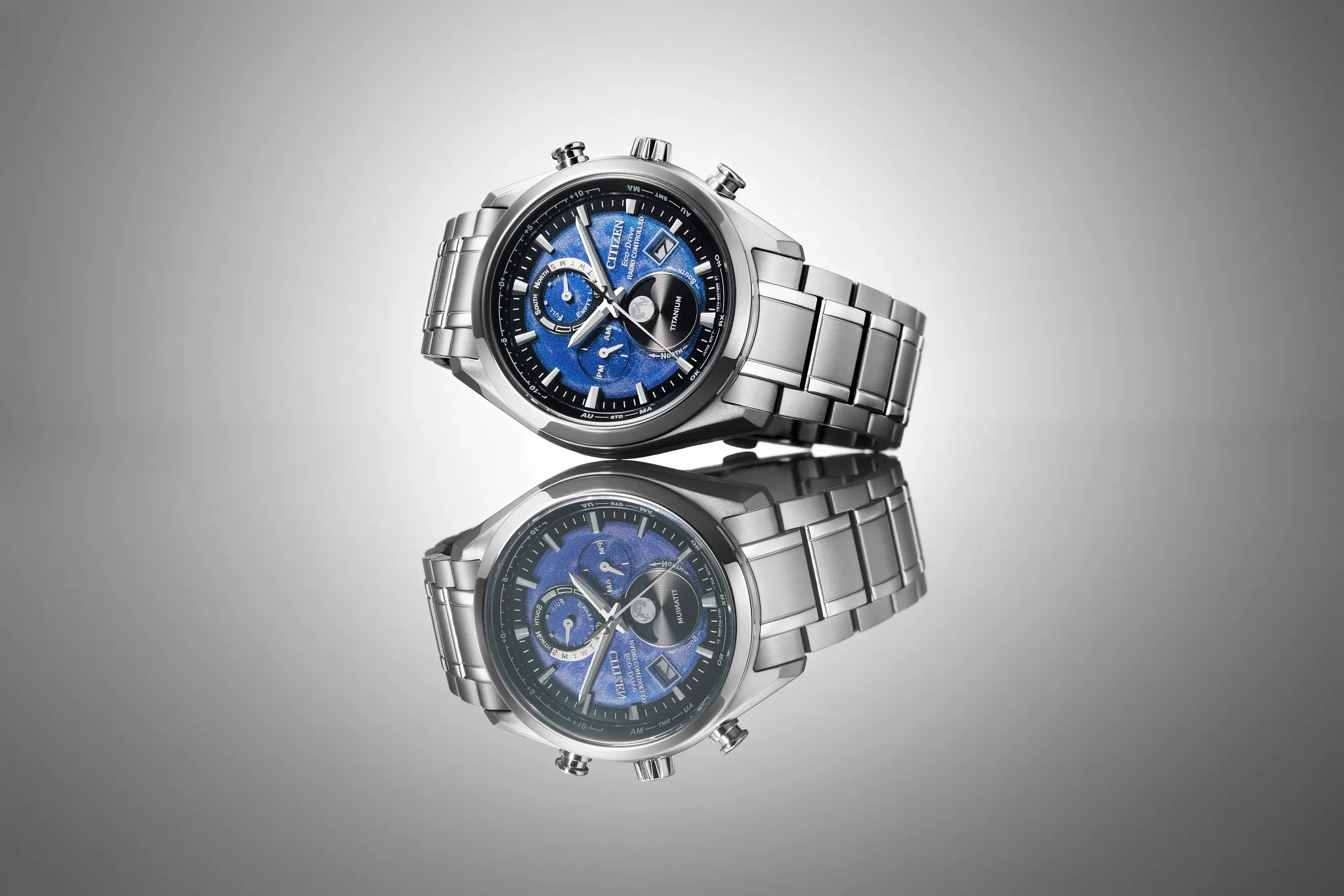 Tsuki-yomi A-T Blue Dial Super Titanium Bracelet BY1010-57L | CITIZEN